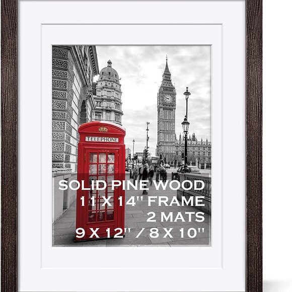 9x12 Rustic Picture Frames Solid Wood Walnut Display Pictures Gold Frame - Picture 1 of 4